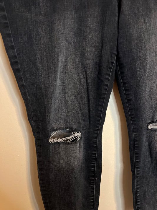 Lane Bryant Black Skinny Jeans With Ripped Knees