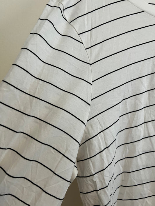 Nordstrom White and Black Striped Long Sleeve T-shirt