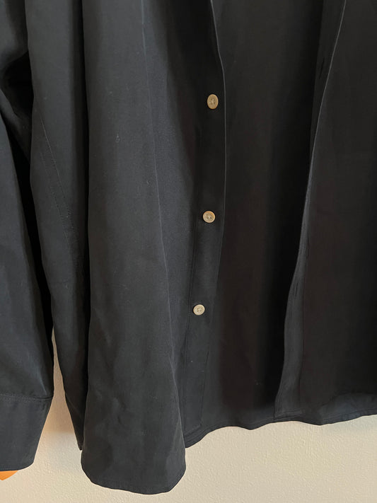 Tommy Bahama 100% Silk Black Button Down Shirt