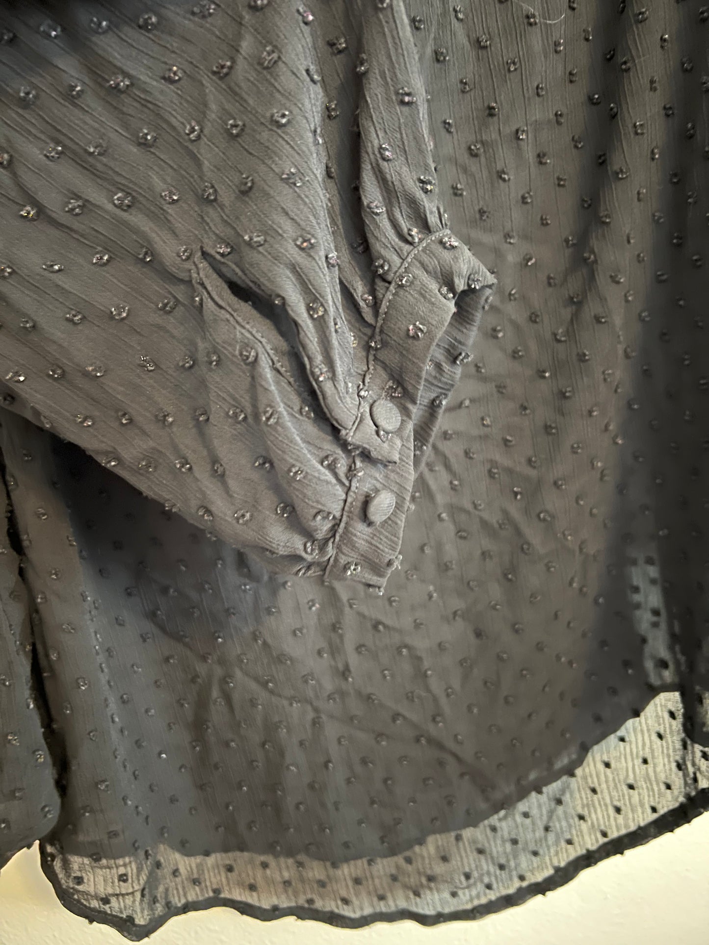 Torrid Black Sheer Polkadot Blouse