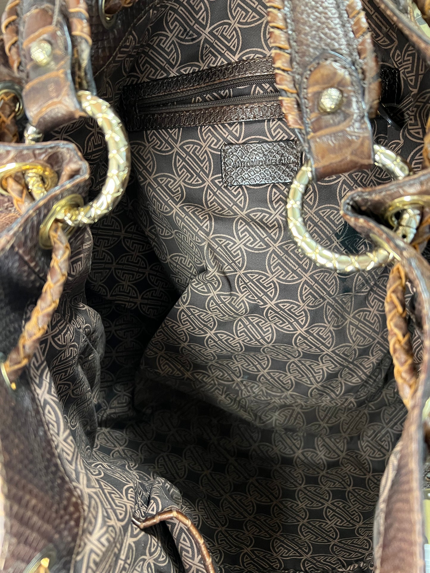 Antonio Milani Brown Leather Tote Bag