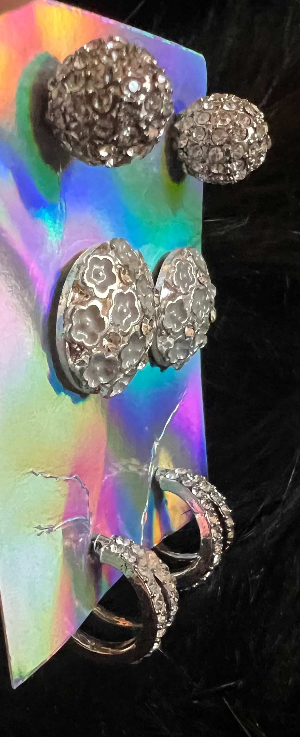 Silver Stud Earrings (3 Pairs)