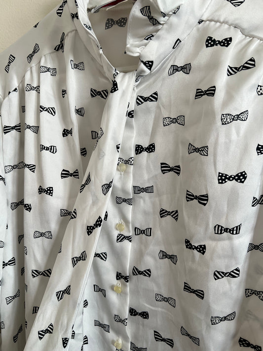 Vintage Bow Print Blouse