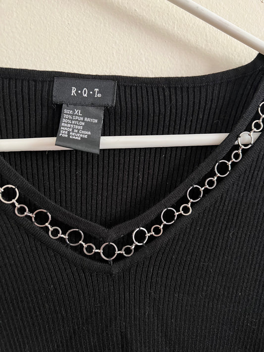 RQT Black Shirt with Chain Detail