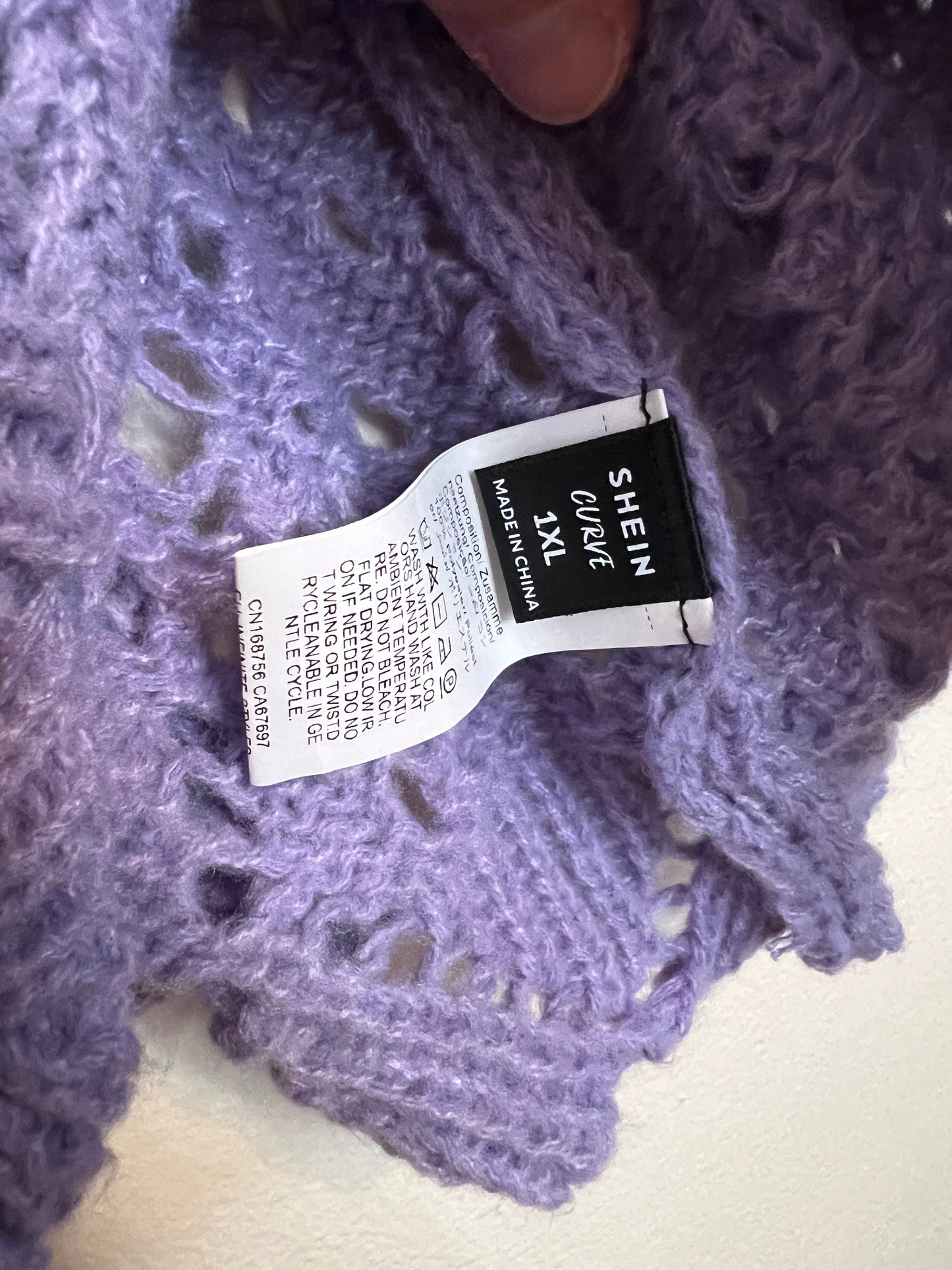 Shein Purple Crocheted Sweater
