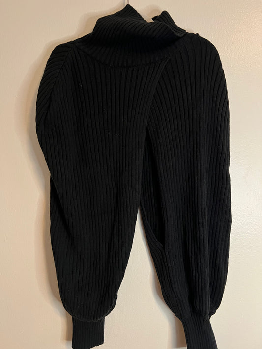 Eloquii Black Ribbed Sweater Sleeves w/ Turtle Neck