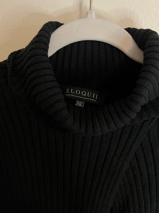 Eloquii Black Ribbed Sweater Sleeves w/ Turtle Neck