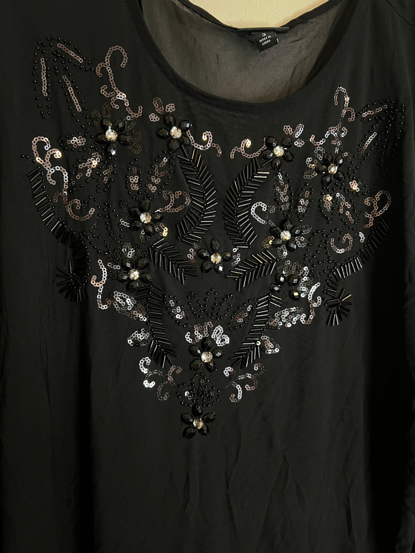 Torrid Black Mesh Top With Jewel And Bead Detail