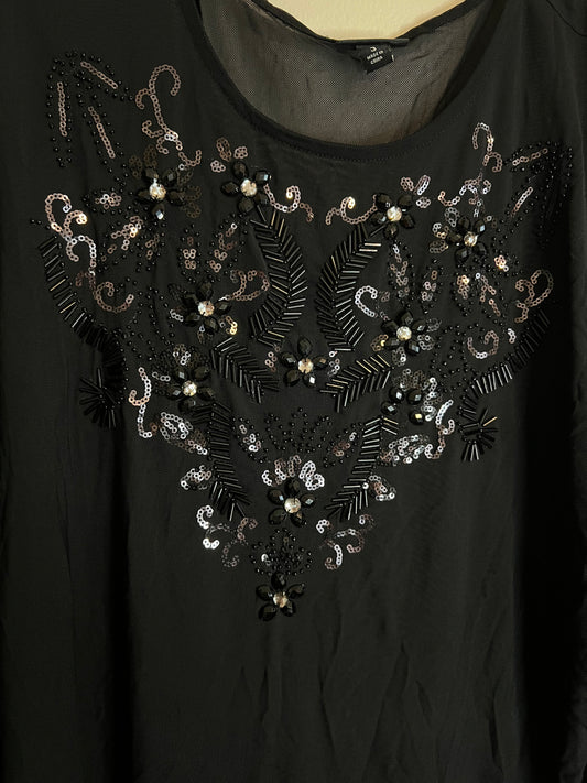 Torrid Black Mesh Top With Jewel And Bead Detail