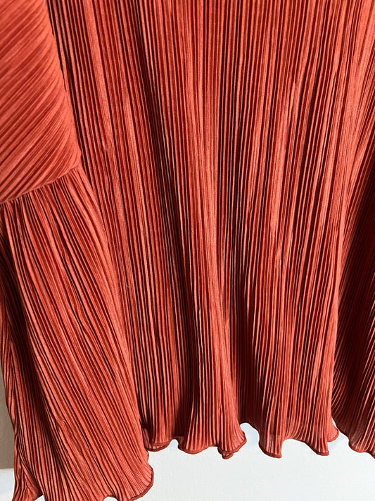 Madewell Orange Pleated Cropped Blouse