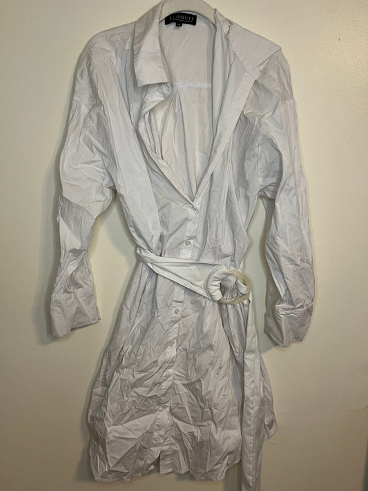 Eloquii White Button Down Dress With Belt