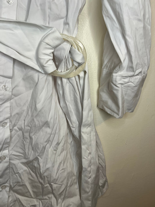 Eloquii White Button Down Dress With Belt