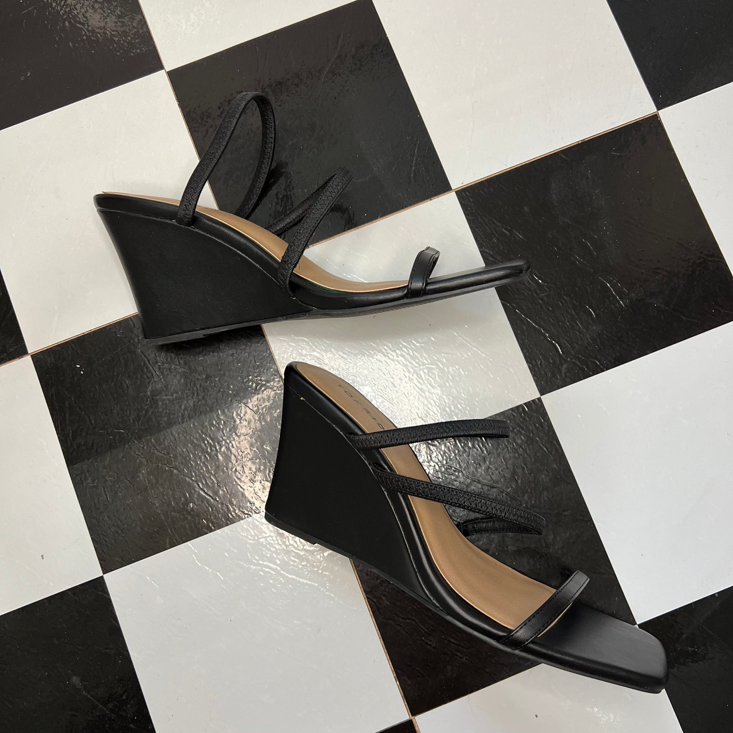 Torrid Black Strappy Wedge Heels