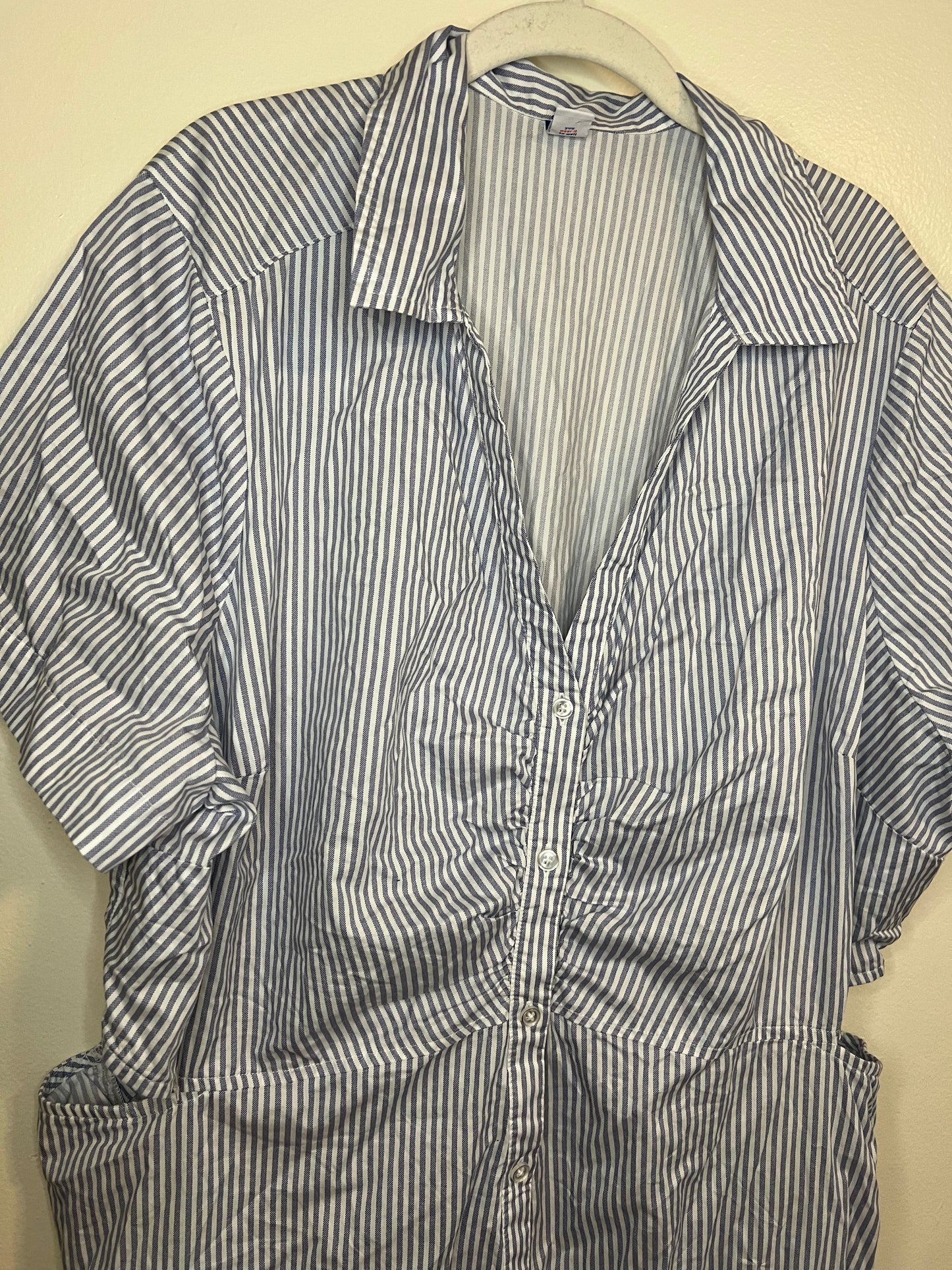 Old Navy Blue And White Striped Dress With Cutouts