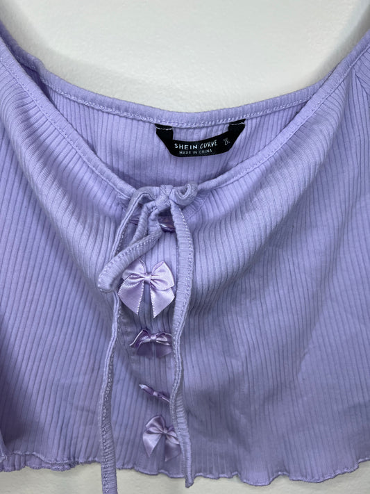SHEIN Purple Cropped Off The Shoulder Top With Bow Detail