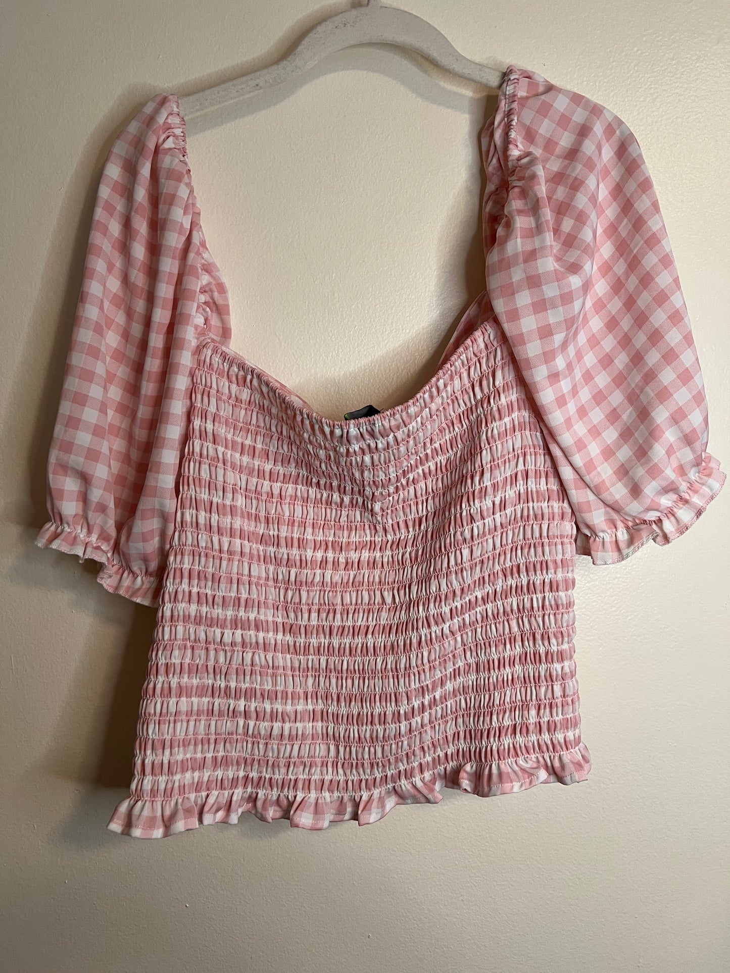 Forever21 Pink And White Gingham Cropped Top
