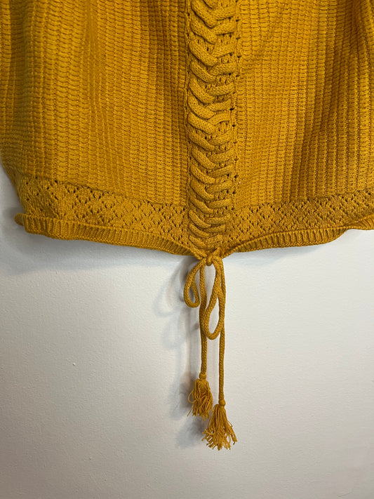 Ryegrass Mustard Yellow Crochet Cropped Tank Top