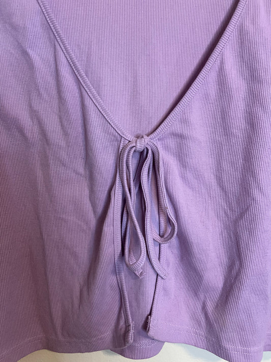 SHEIN Purple Cropped Tie Top Short Sleeve
