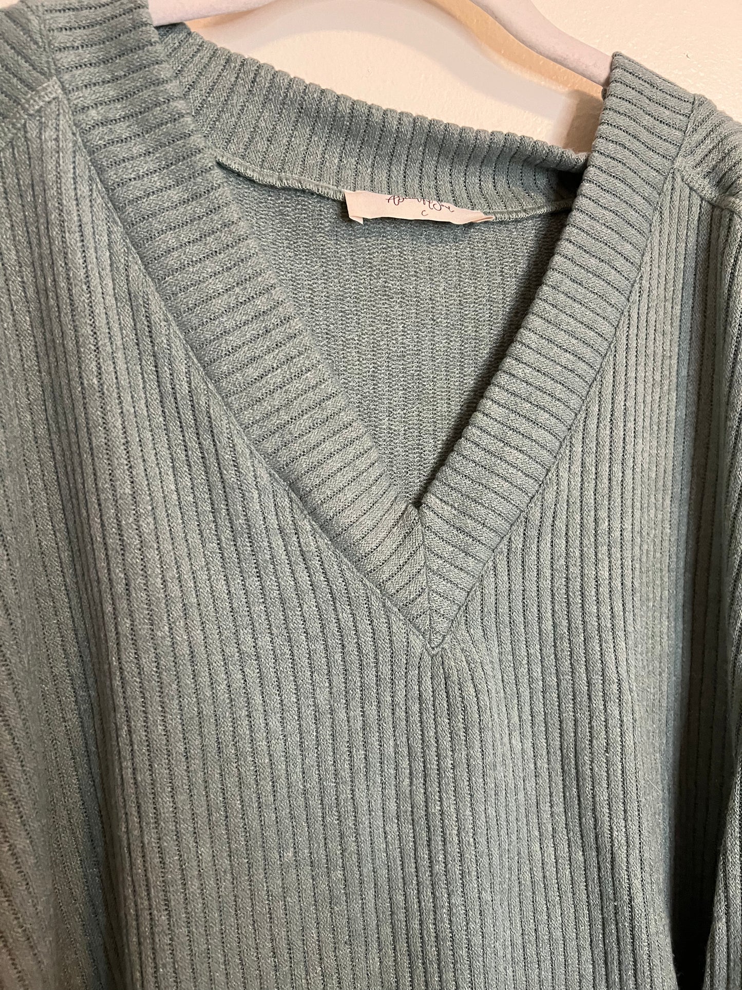 A Beautiful Soul Light Blue Ribbed V Neck Sweater