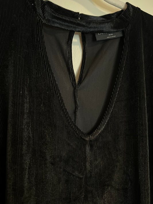 Lane Bryant Black Velvet Textured Top With Cutout