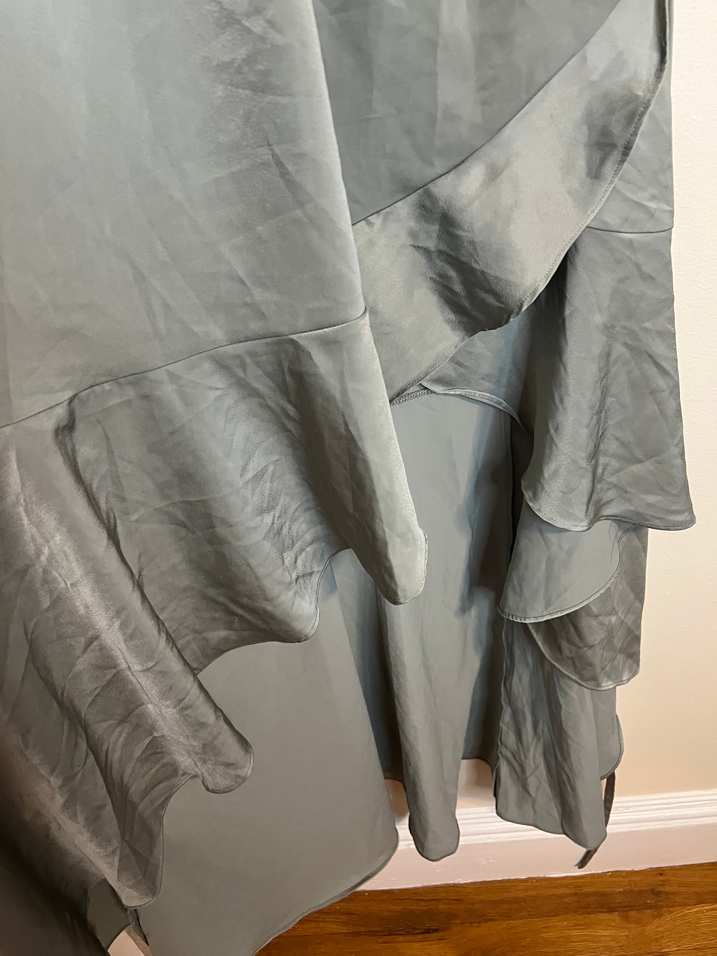 Eloquii Mint Wrap Dress With Ruffle Detail High Low