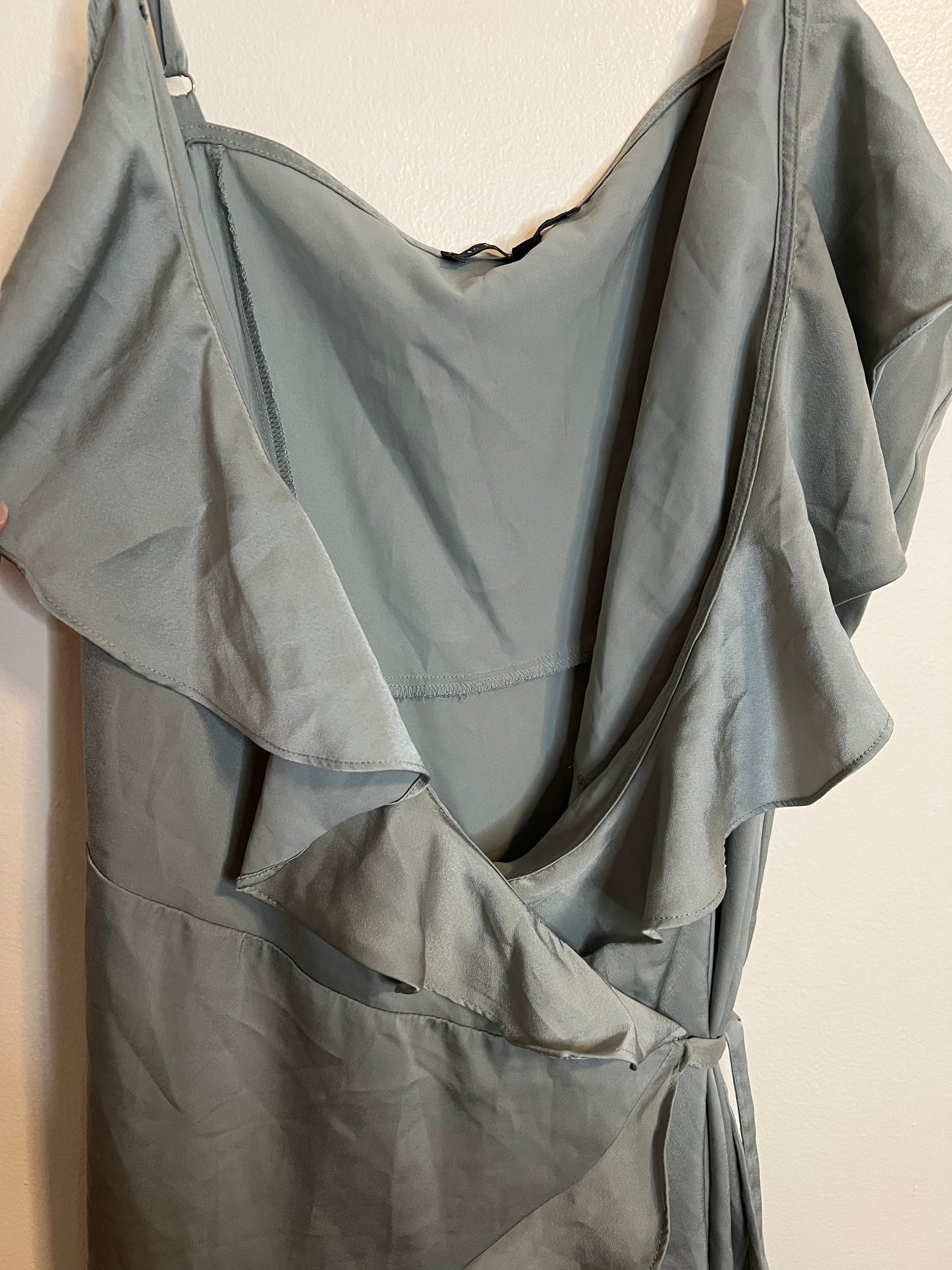 Eloquii Mint Wrap Dress With Ruffle Detail High Low