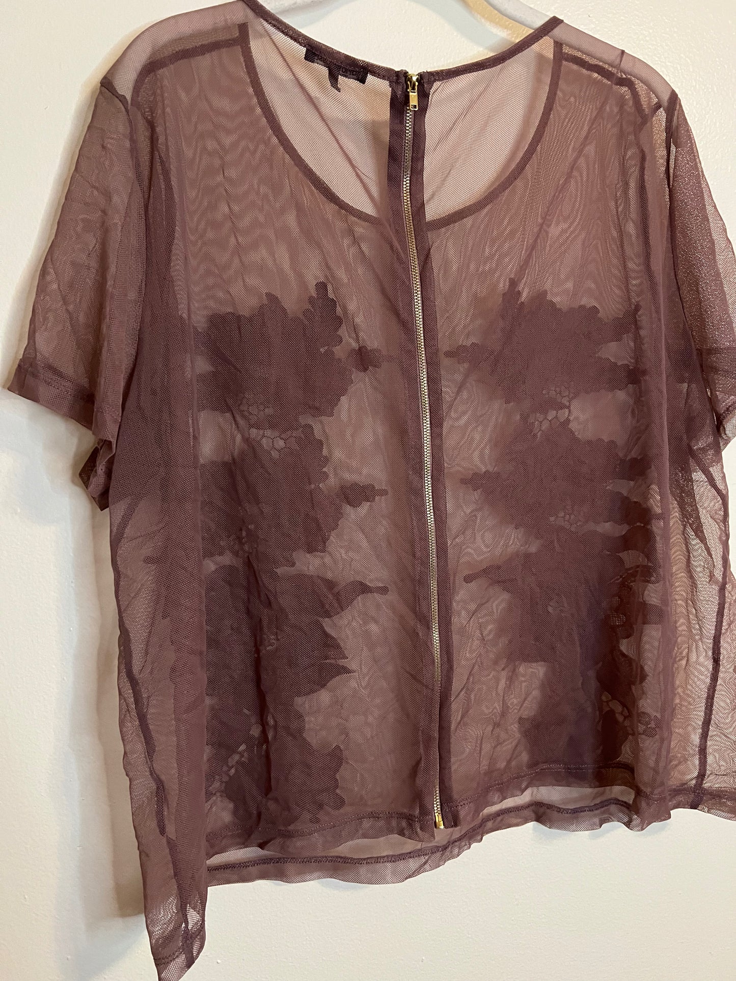 Charlotte Russe Mesh Purple Top With Floral Detail