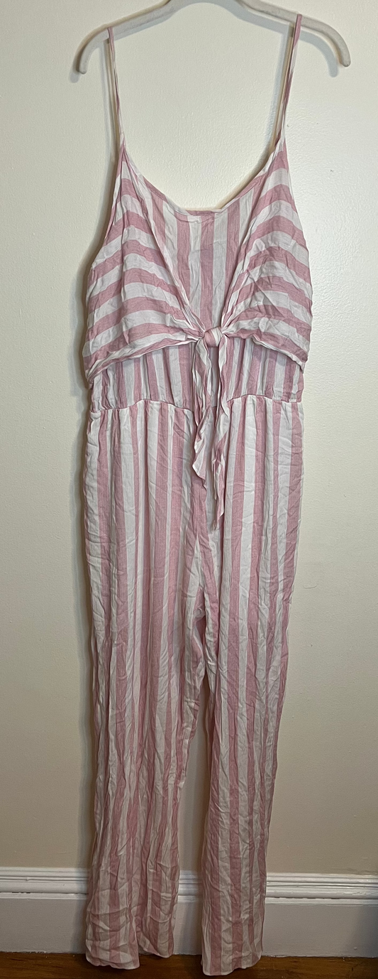 Forever 21 Pink And White Striped Jumpsuit