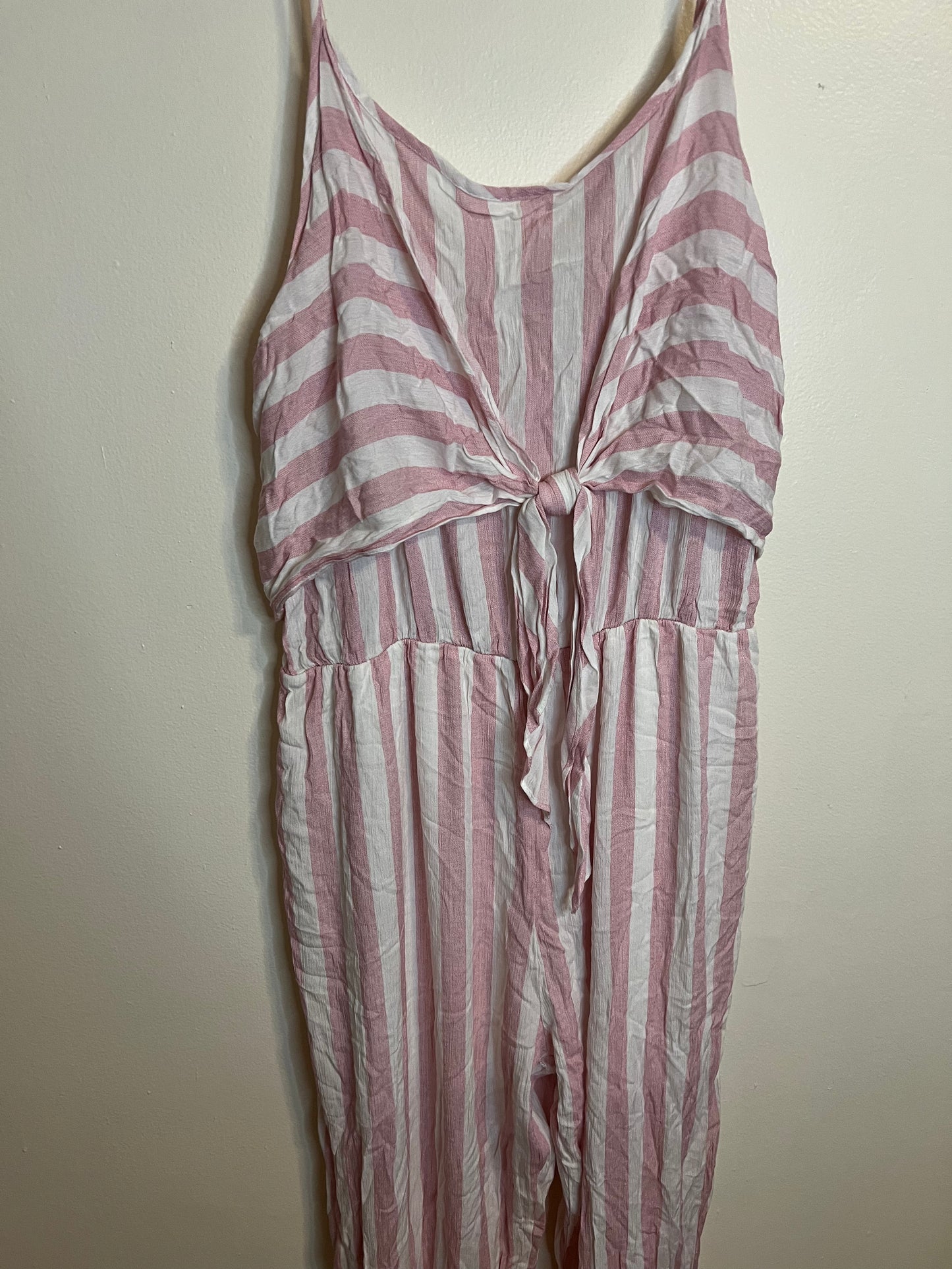 Forever 21 Pink And White Striped Jumpsuit