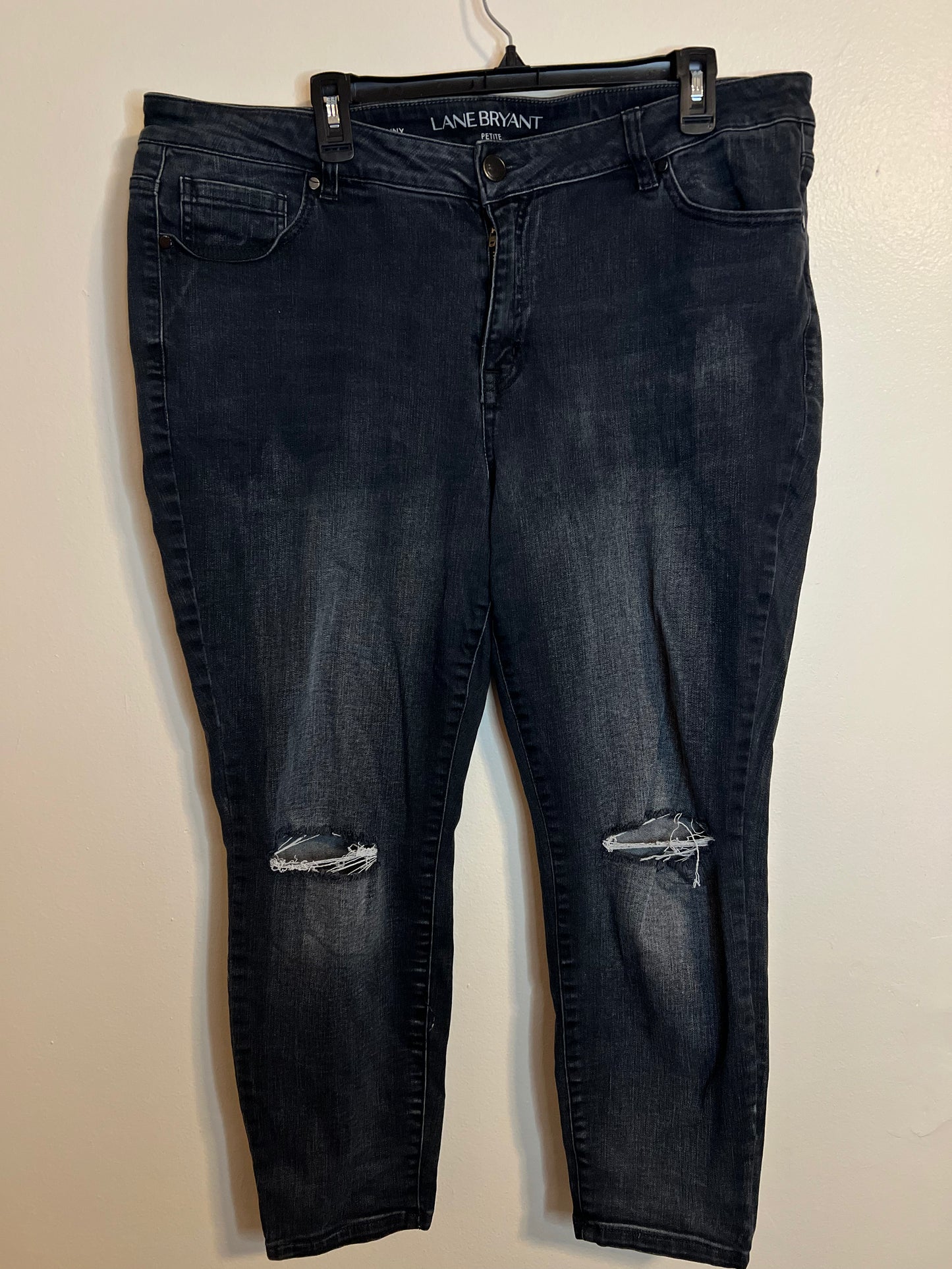 Lane Bryant Black Skinny Jeans With Ripped Knees