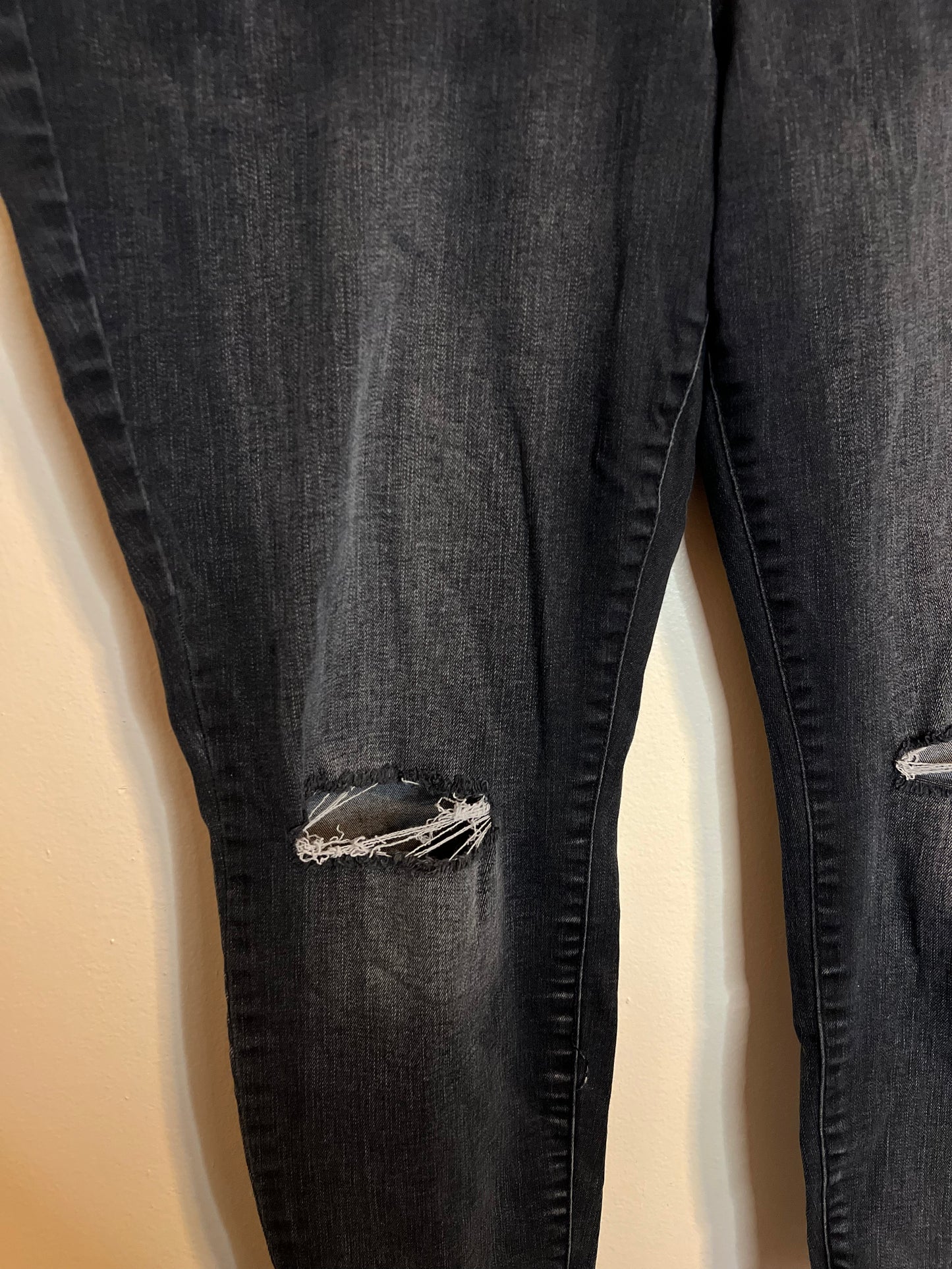 Lane Bryant Black Skinny Jeans With Ripped Knees