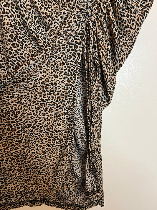 Cheetah Print Midi Skirt With Tie Detail