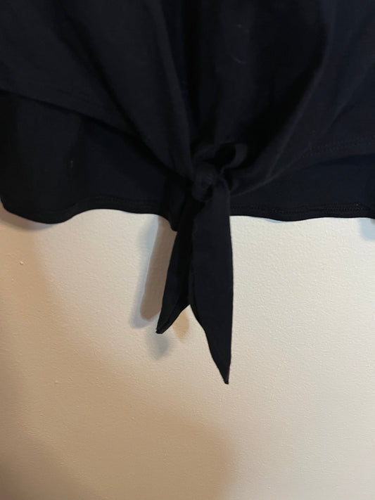 Barbie Black Cropped T Shirt With Tie Detail