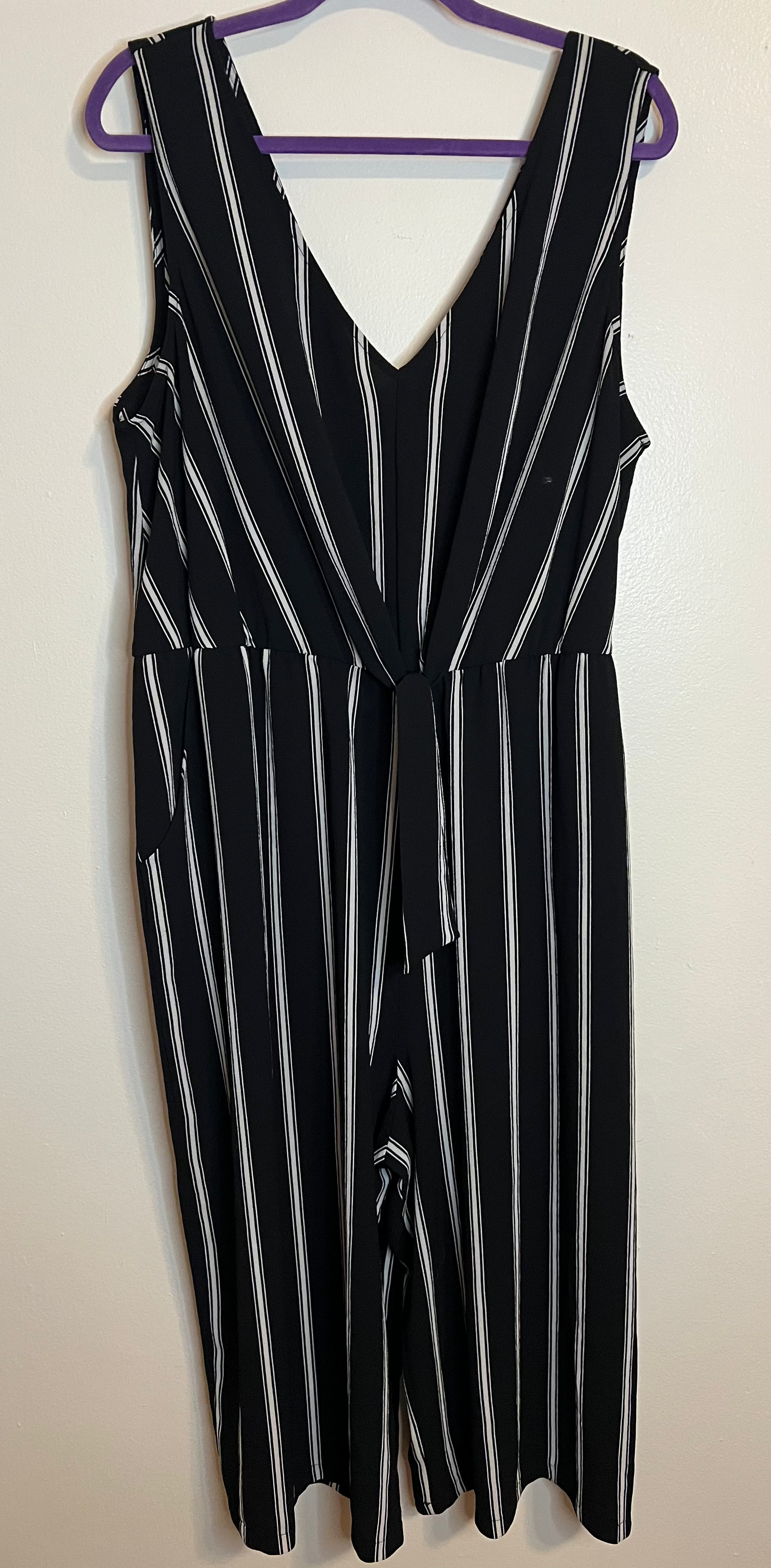 As You Wish Black And White Striped Jumper With Tie Detail