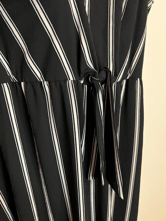 As You Wish Black And White Striped Jumper With Tie Detail