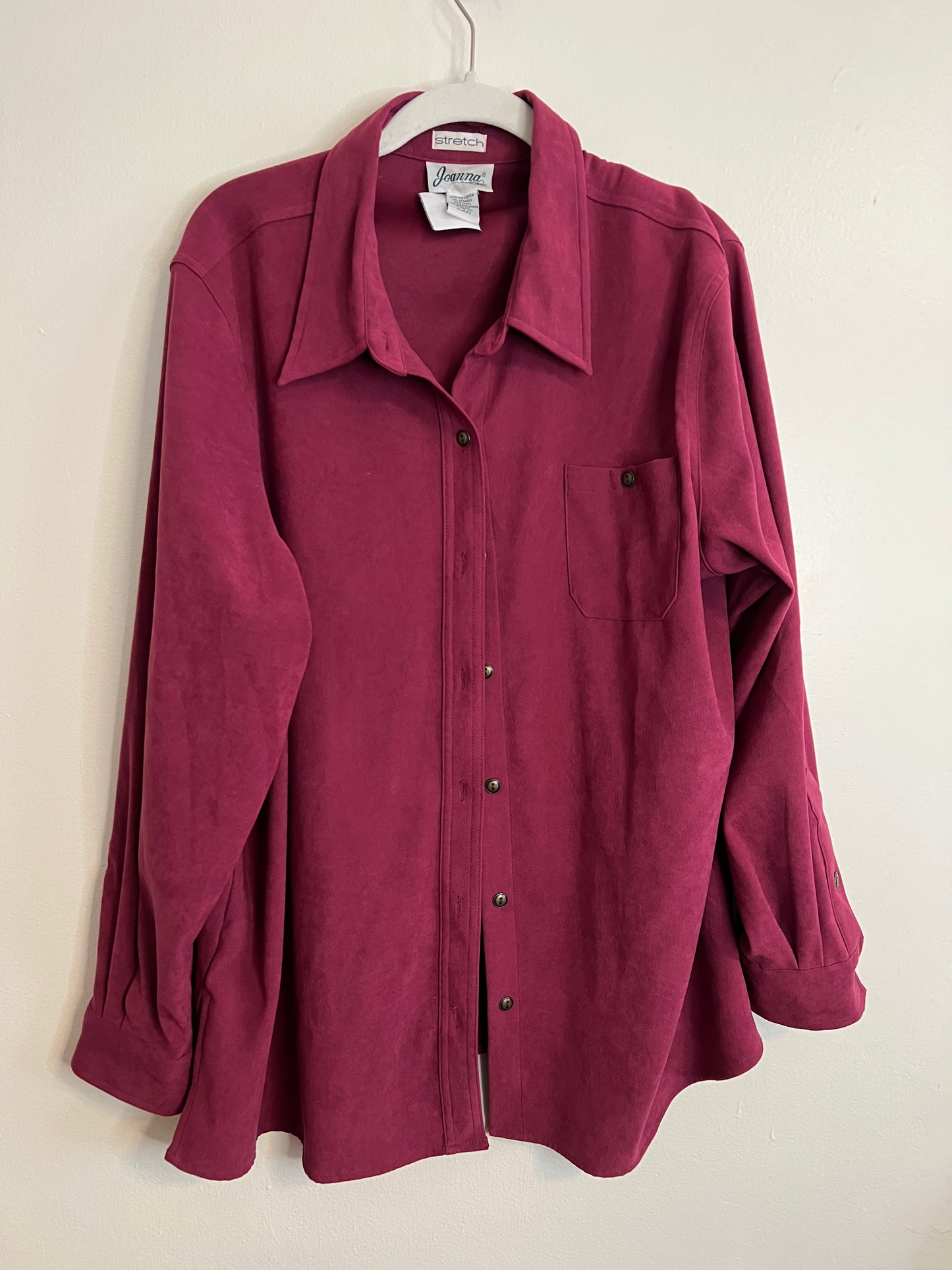 Vintage Joanna Maroon Suede Button Down Shirt