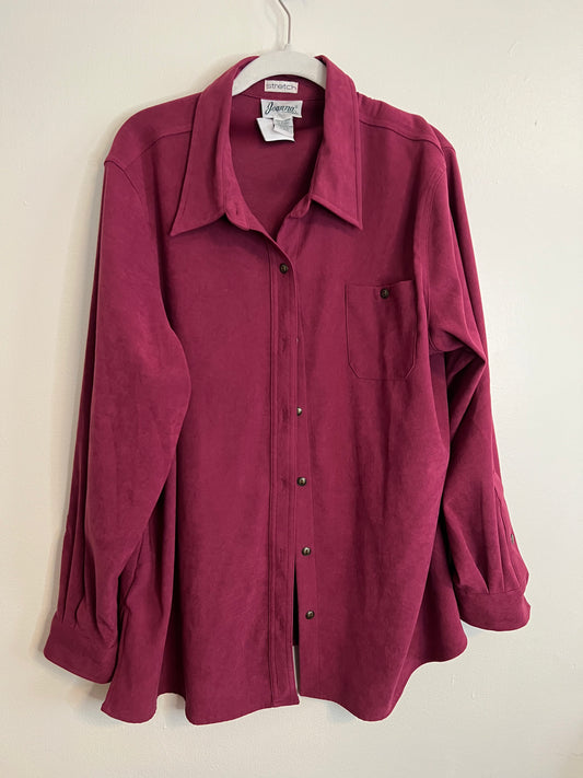 Vintage Joanna Maroon Suede Button Down Shirt
