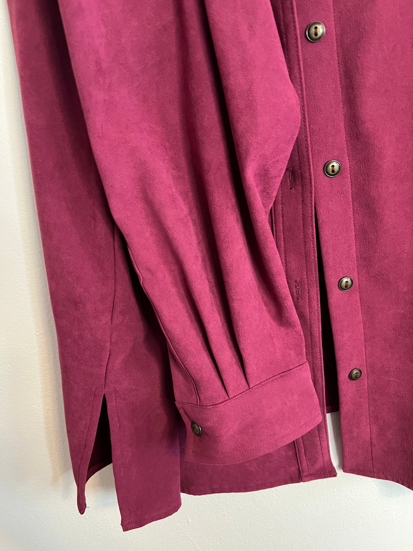 Vintage Joanna Maroon Suede Button Down Shirt