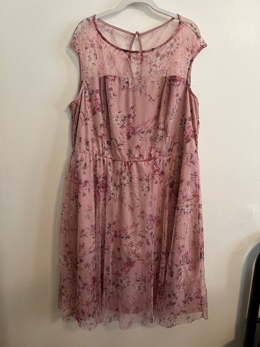 Candalite Pink Floral Mesh Dress