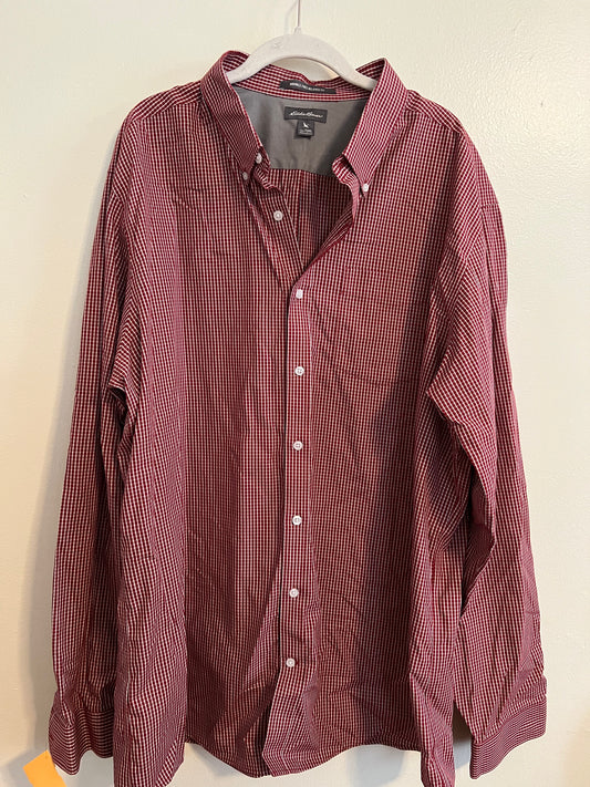 Eddie Bauer Red and White Button Down Shirt