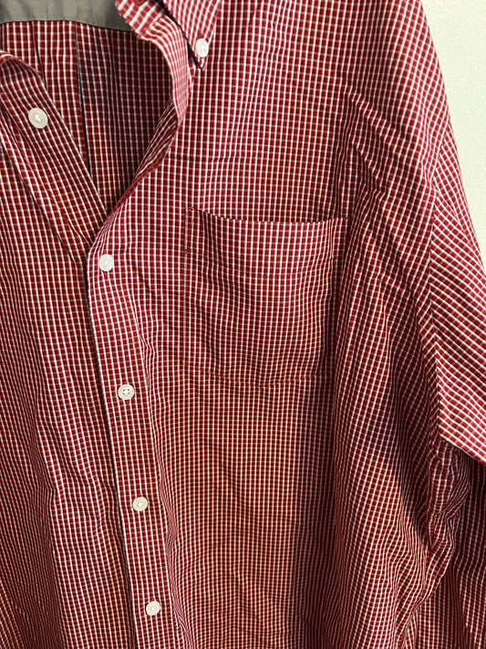 Eddie Bauer Red and White Button Down Shirt