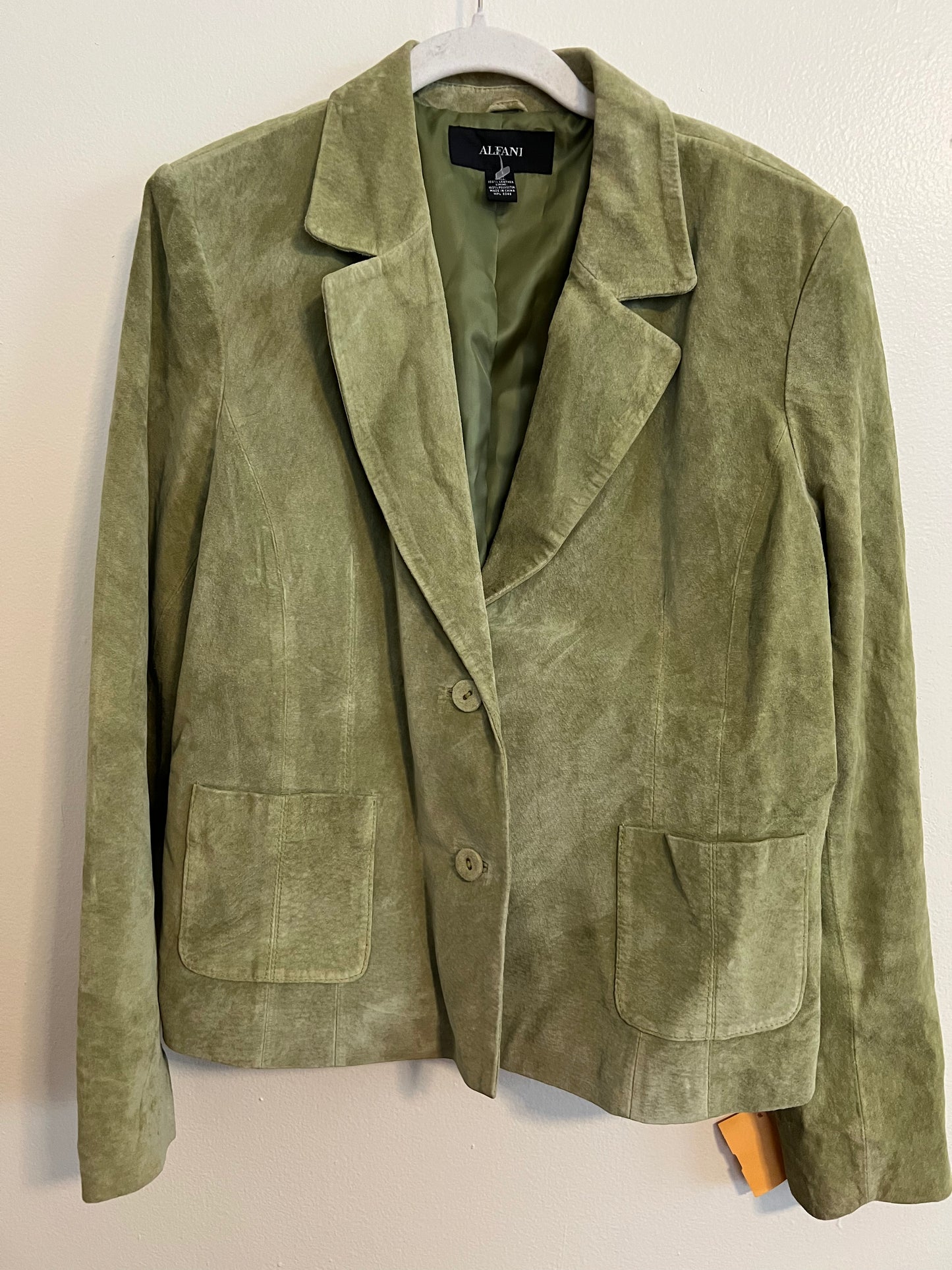 Alfani Green Suede Leather Jacket