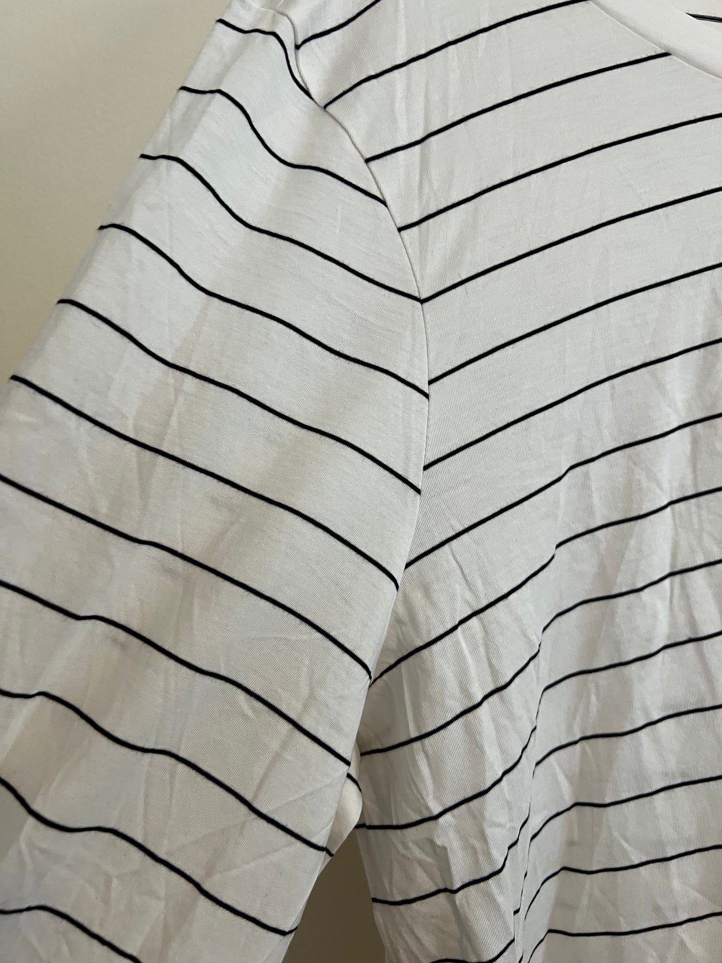 Nordstrom White and Black Striped Long Sleeve T-shirt