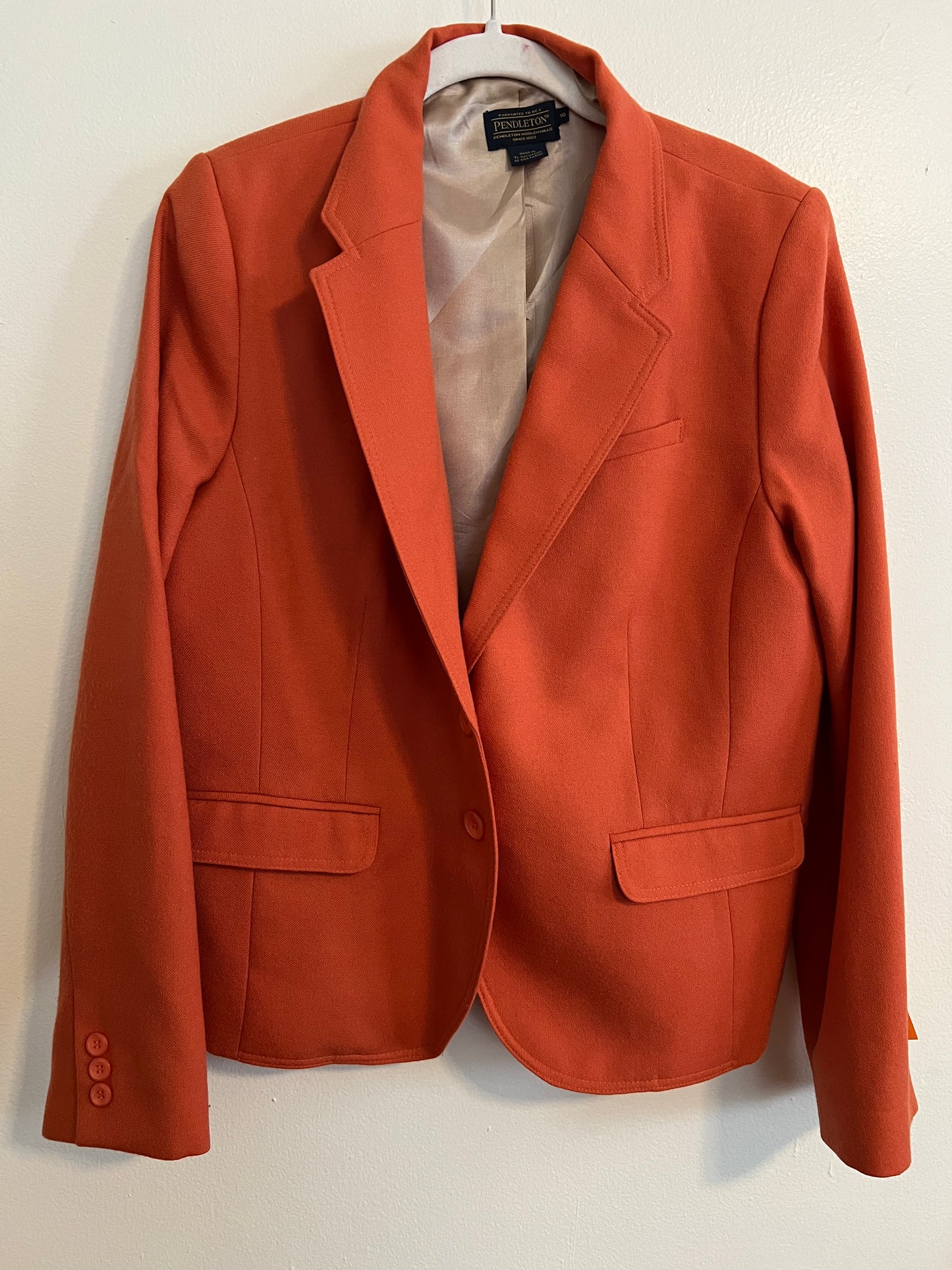 Vintage Pendleton 100% Wool Orange Blazer