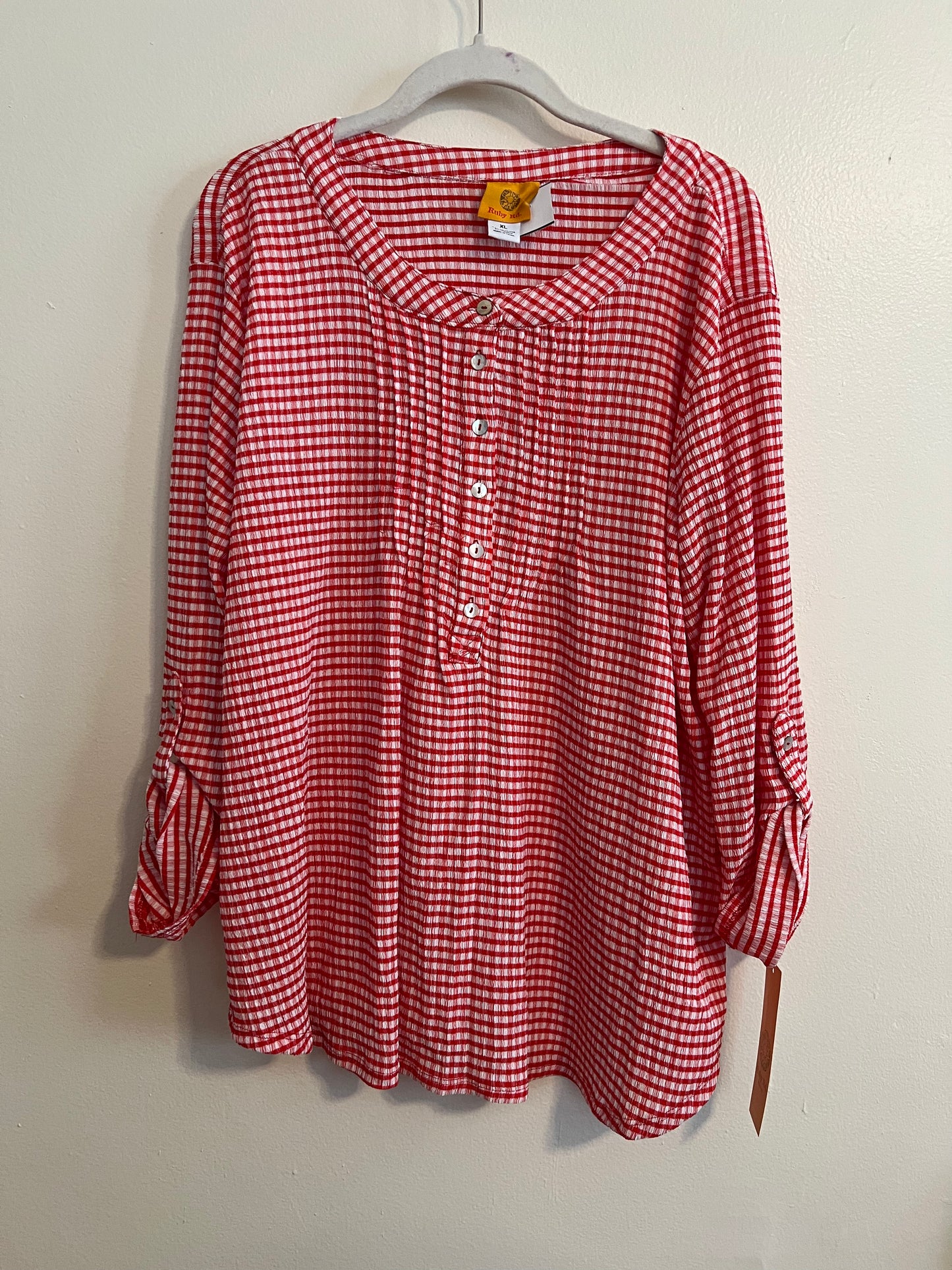Ruby Rd Red and White Gingham Top