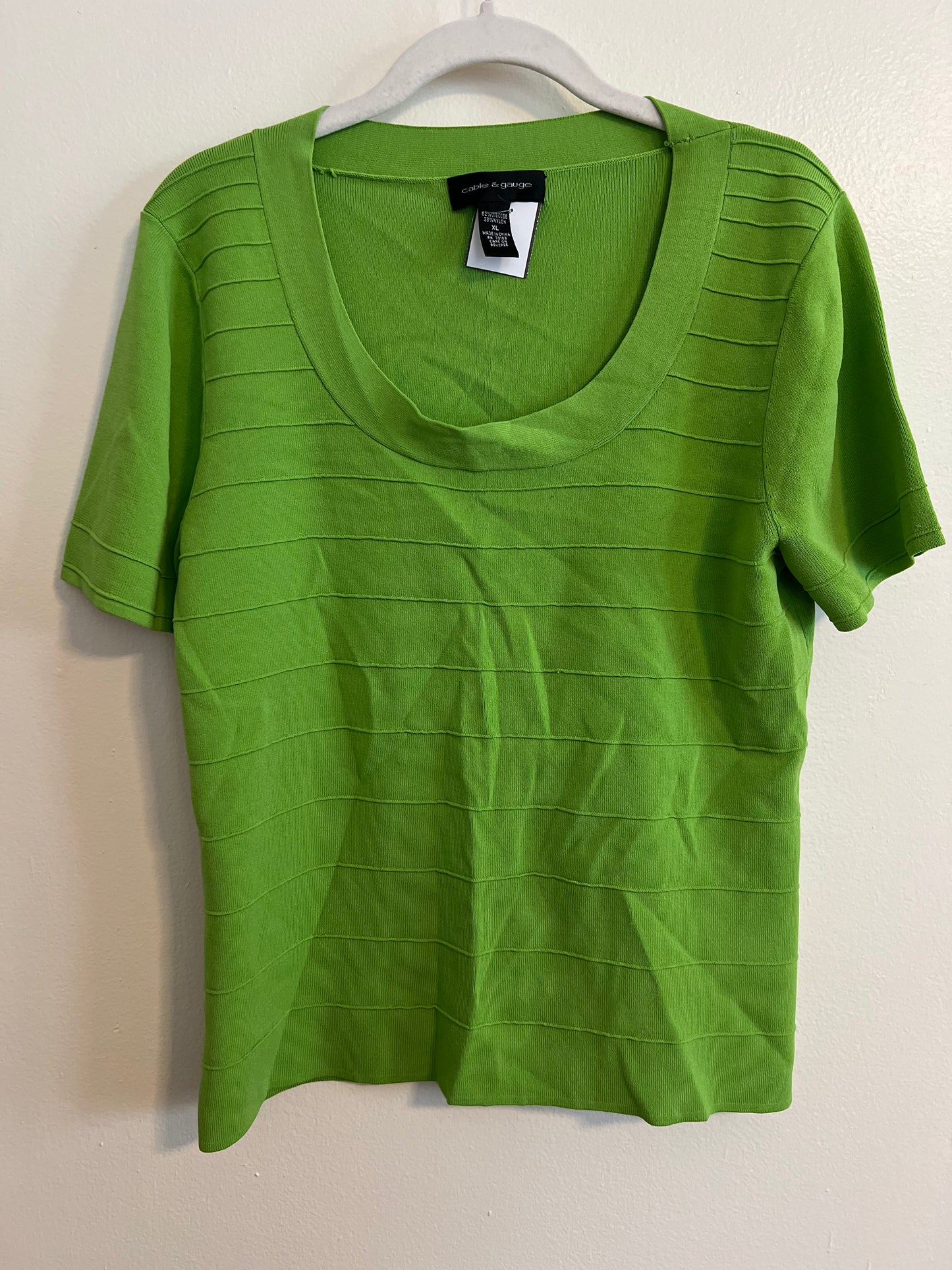 Cable&Gauge Green Ribbed Top