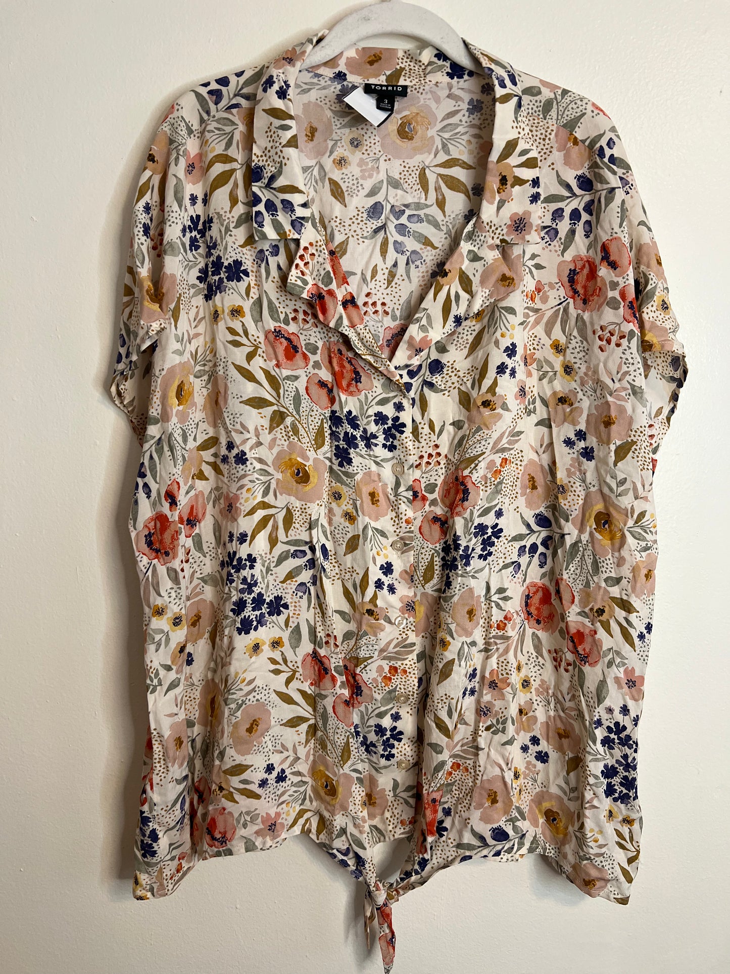 Torrid Floral Shirt with Tie detail