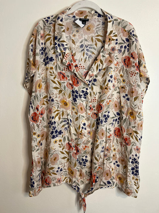 Torrid Floral Shirt with Tie detail