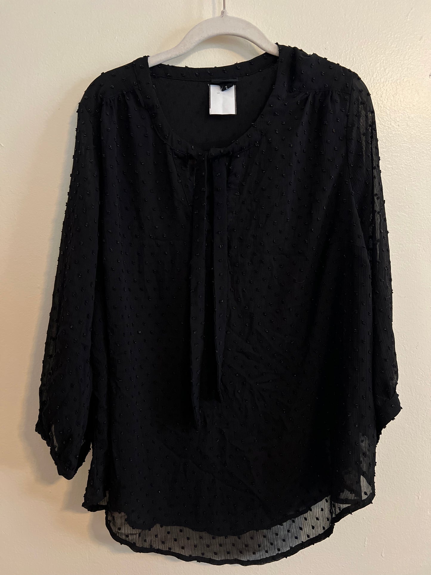 Torrid Black Sheer Polkadot Blouse
