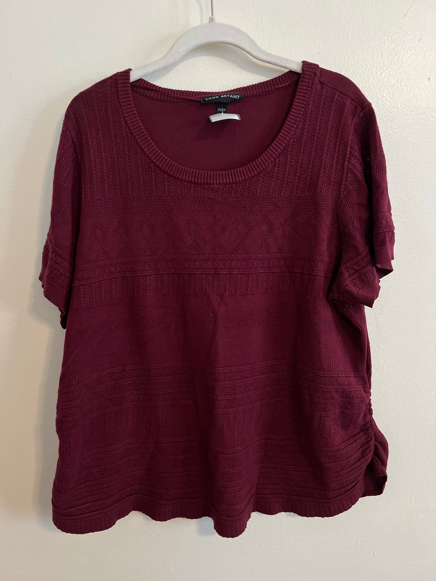 Lane Bryant Maroon Short Sleeve Sweater